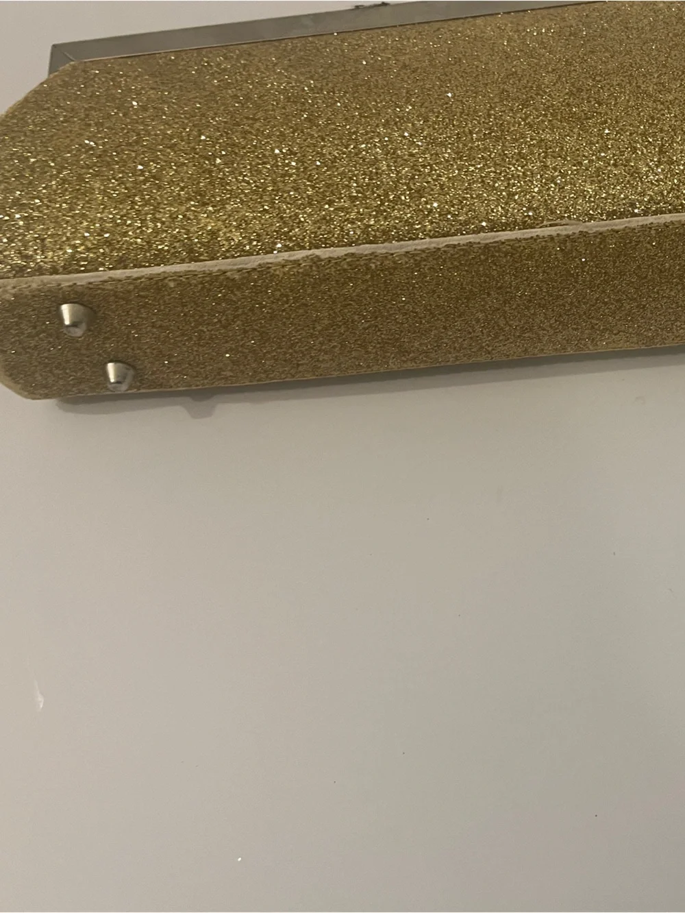 Gold Glitter Evening Bag Clutch Silver Chain Strap Formal Party Purse